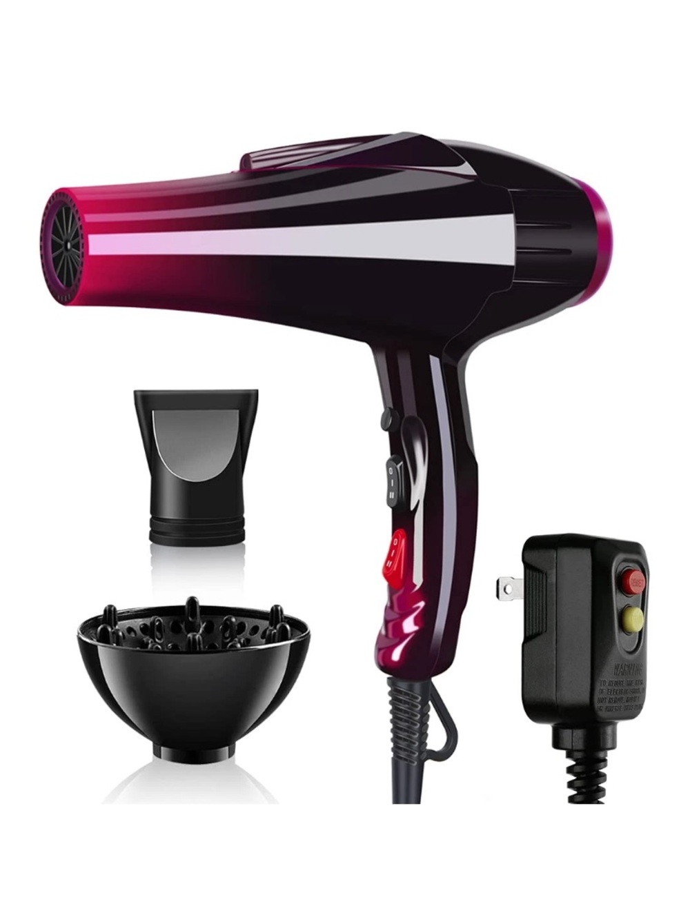 Ferrari Purple & Black Professional Hair Dryer with Diffuser and Nozzle
